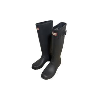 Hunter Boots Womens Size 7 Black Original Tall Rain Wellington Waterproof Rubber